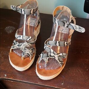 Lucky brand  Snakeskin Wedge Sandals